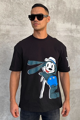 Оверсайз футболка Oswald the Lucky Rabbit - Black