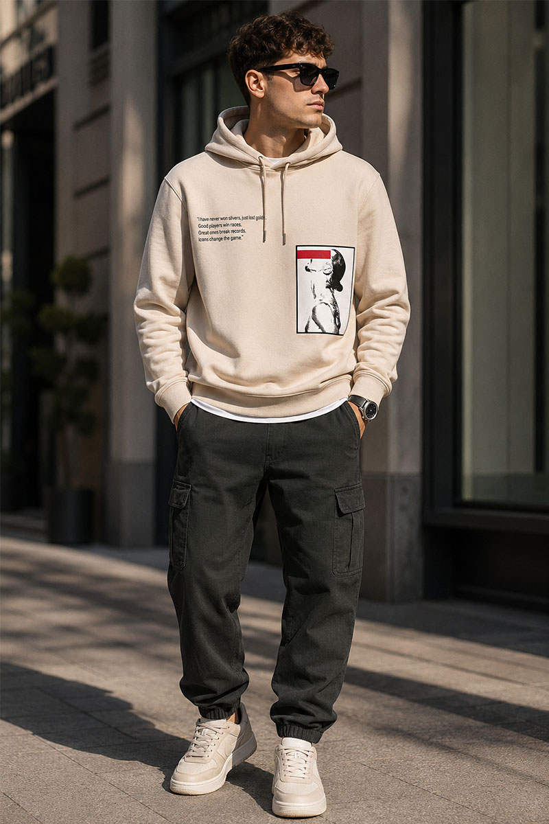 Dsquared2 Утеплённое худи на флисе Ibrahimovic "ICON" - Beige