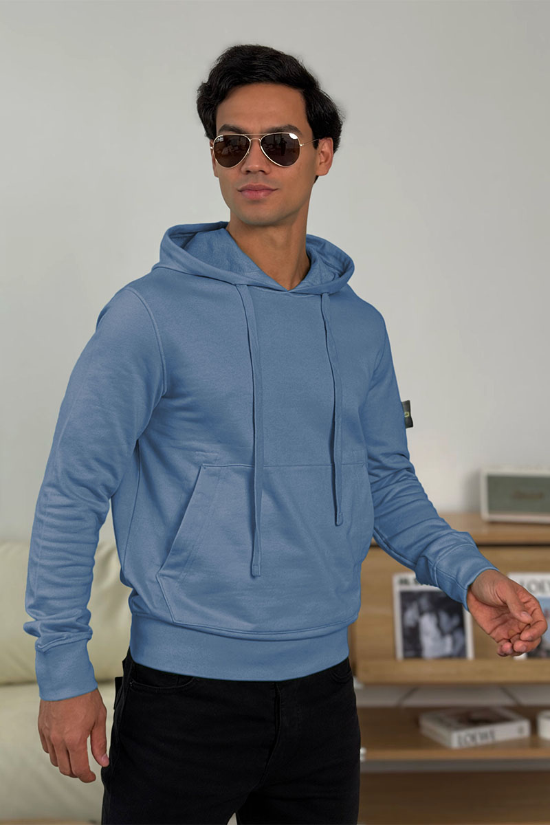 Stone Island Мужское худи серо-синего цвета Compass-patch