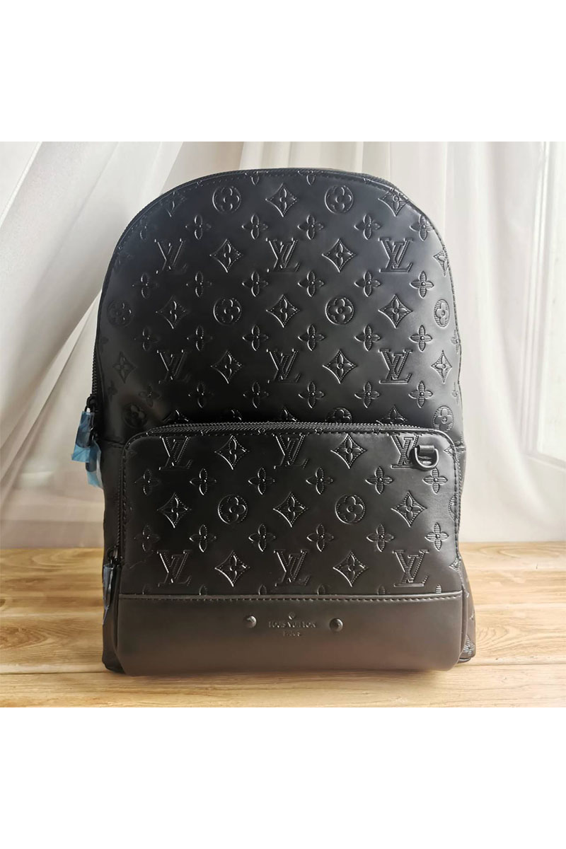 Lоuis Vuittоn Чёрный кожаный рюкзак Racer Monogram Shadow 38x30x18 см