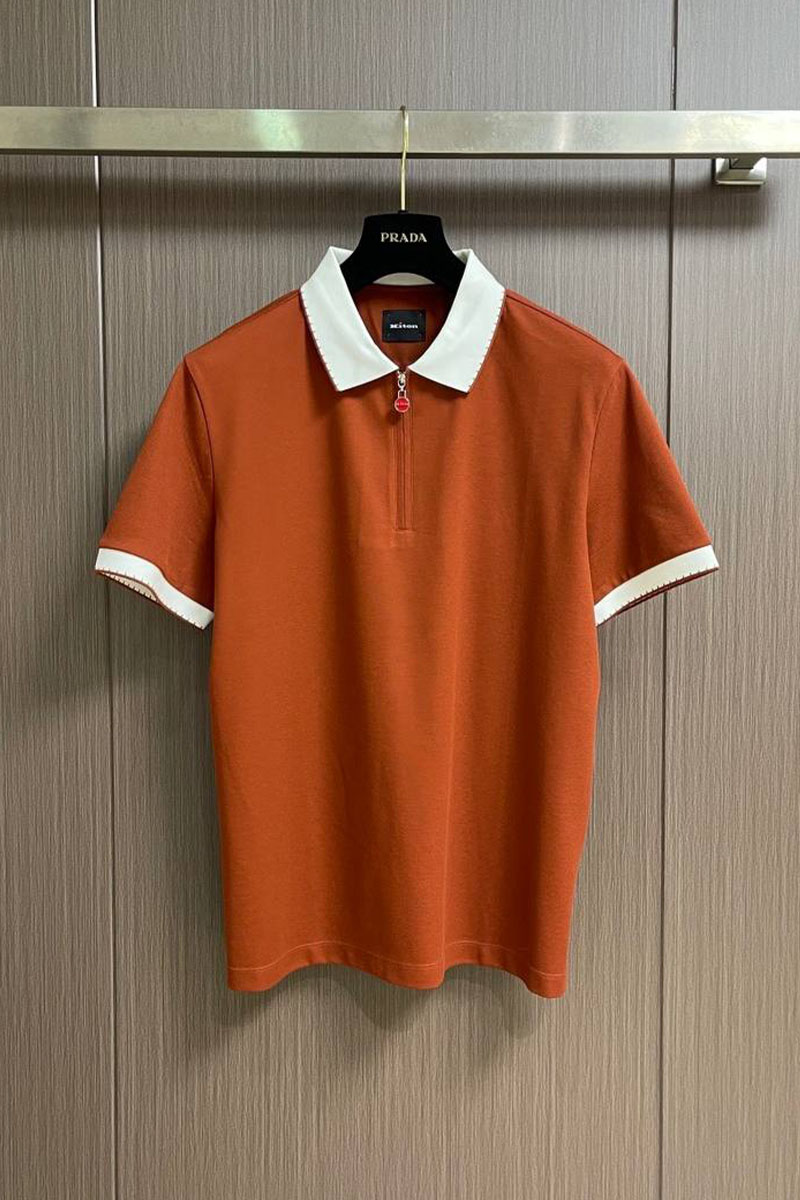 Kiton Мужское поло коричневого цвета premium