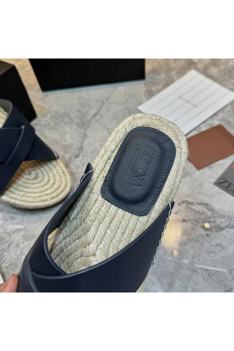 Zegna Мужские шлёпанцы leather - Navy