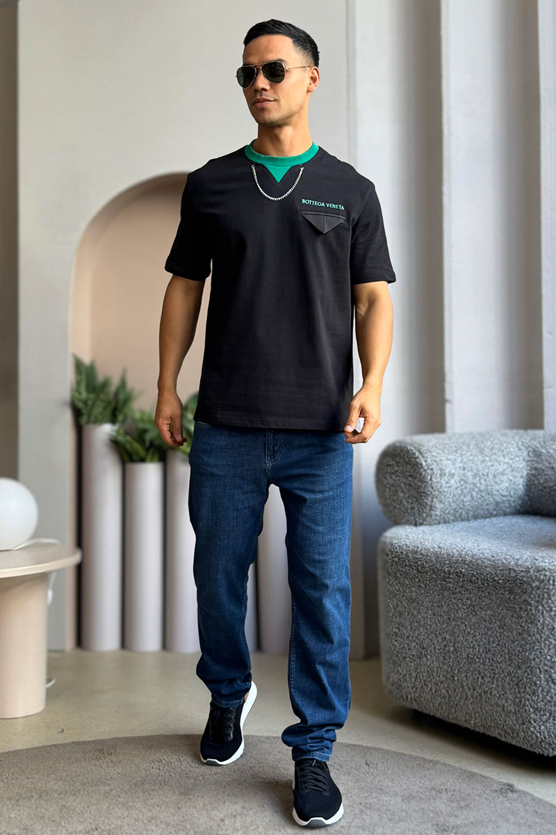 Bottega Veneta Чёрная оверсайз футболка Chain