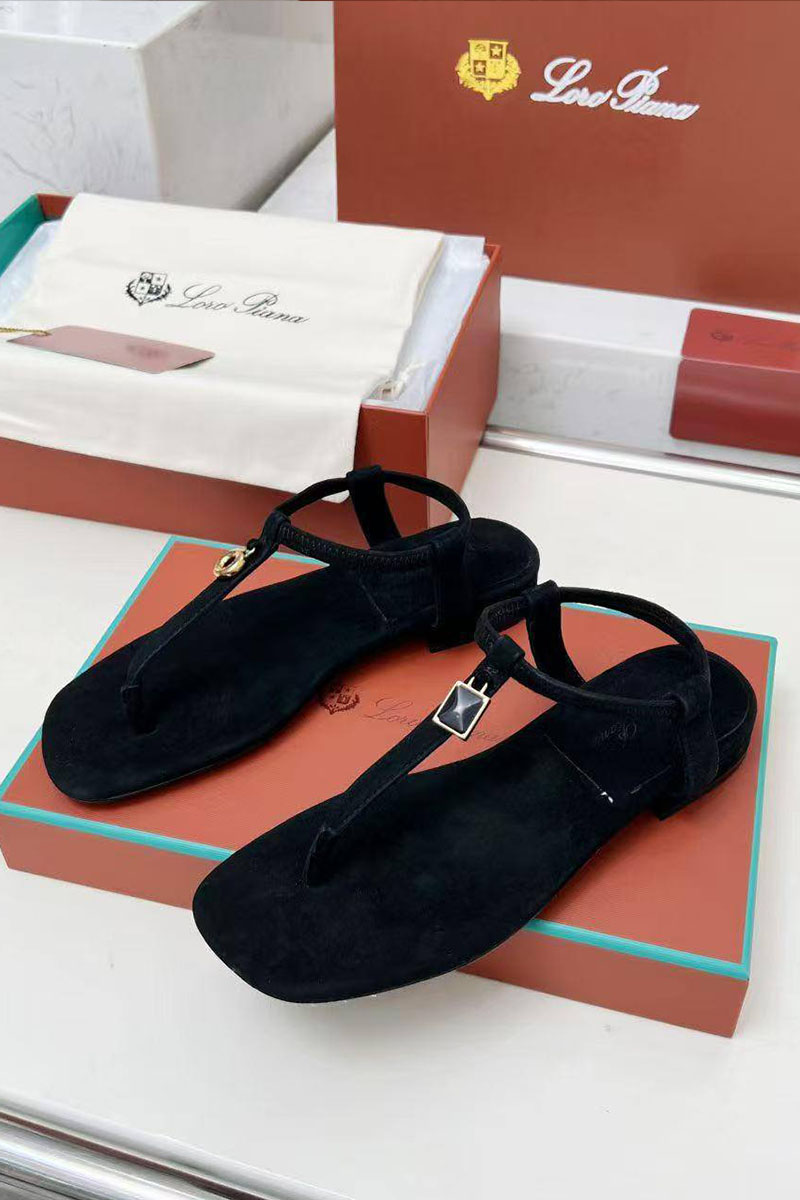 Loro Piana Женские замшевые сандалии Premium - Black