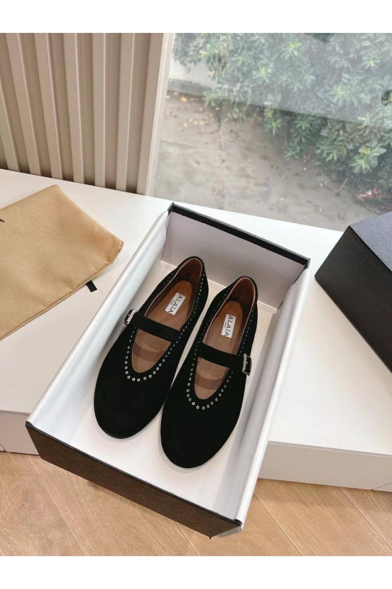 Designer Clothing Женские замшевые балетки Alaia Strass Suede premium