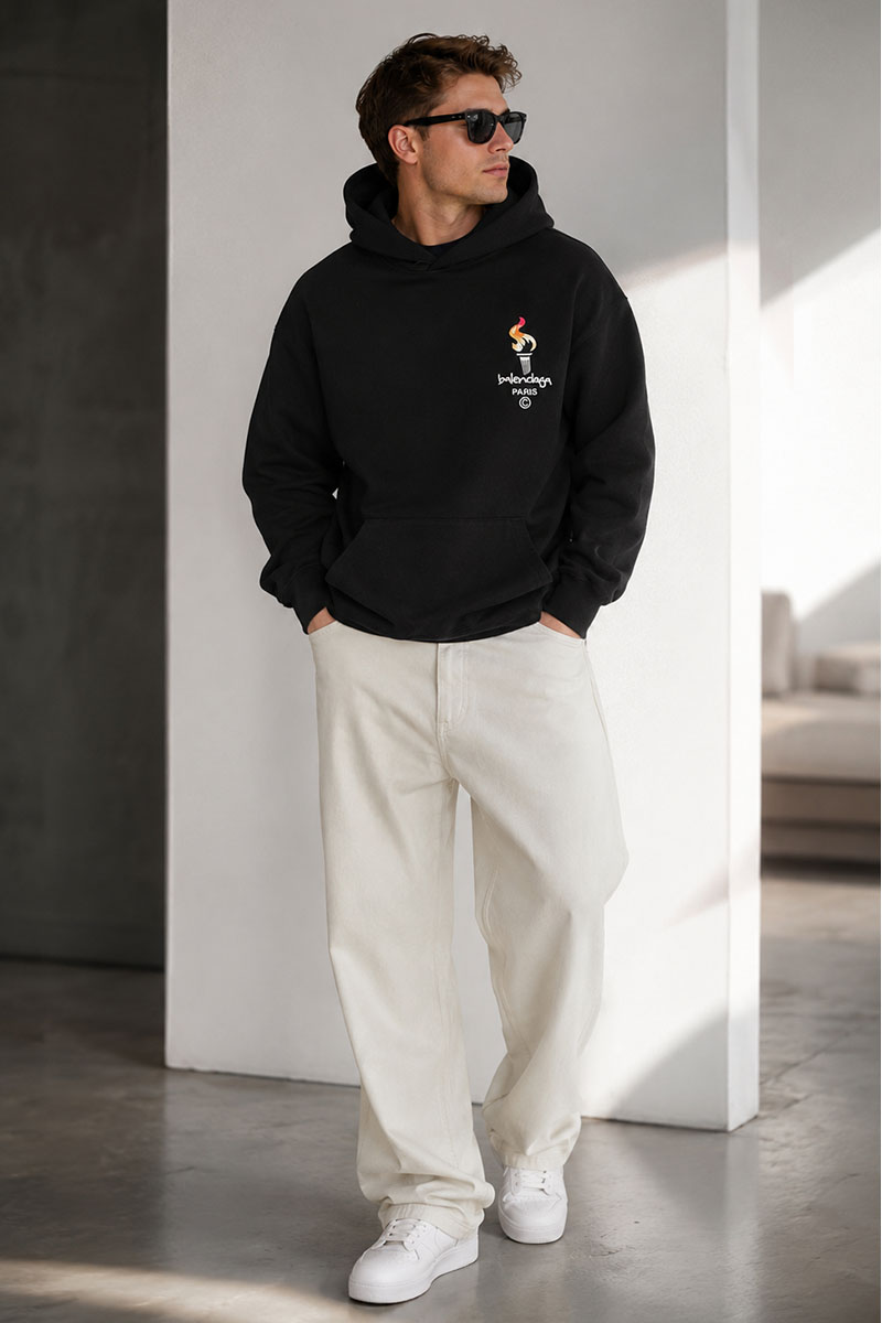 Balenciaga Оверсайз худи Paris Olympics Flame embroidered-logo