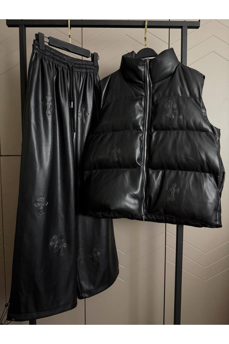 Chrome Hearts Женский пуховой жилет из эко кожи Premium