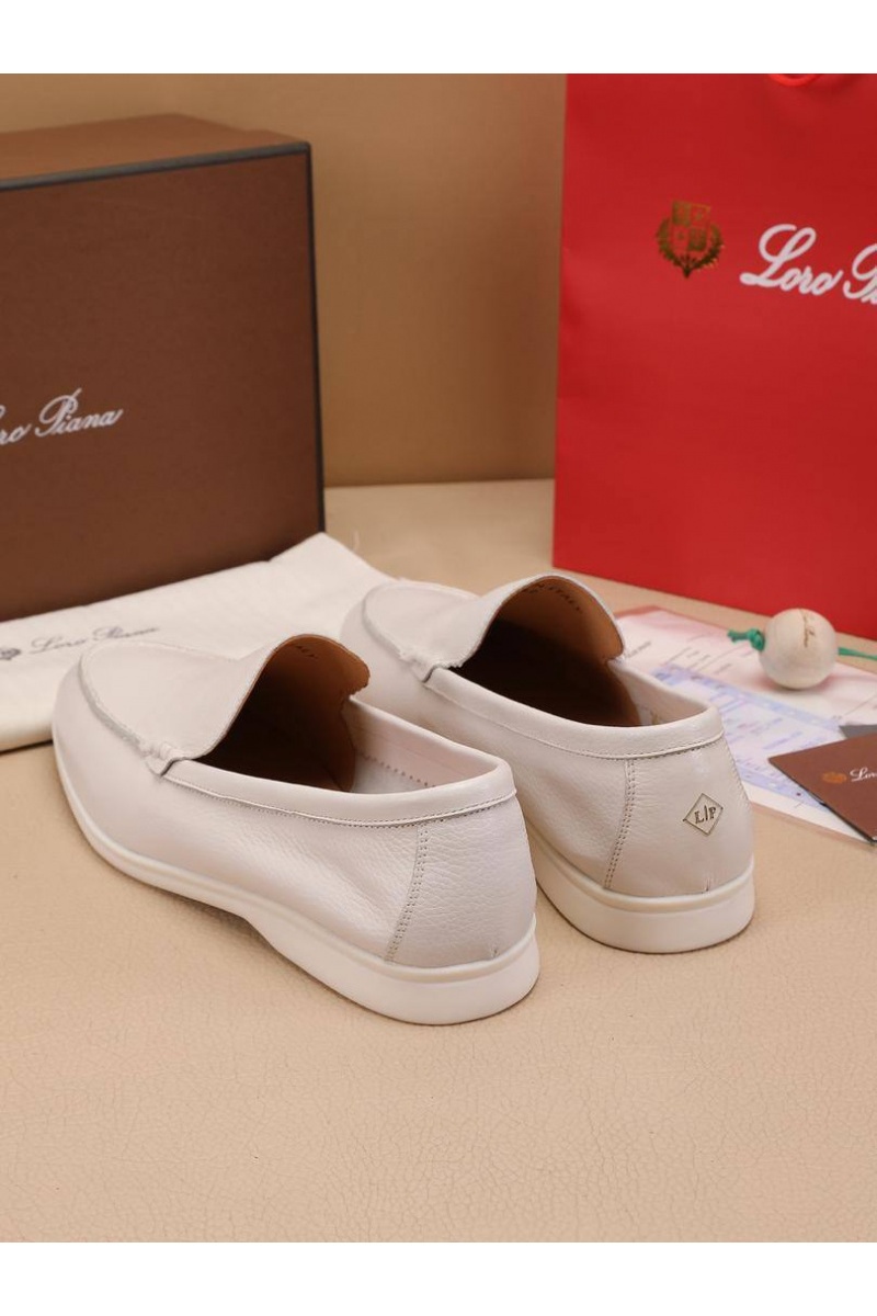 Loro Piana Мужские кожаные лоферы Summer Walk - White