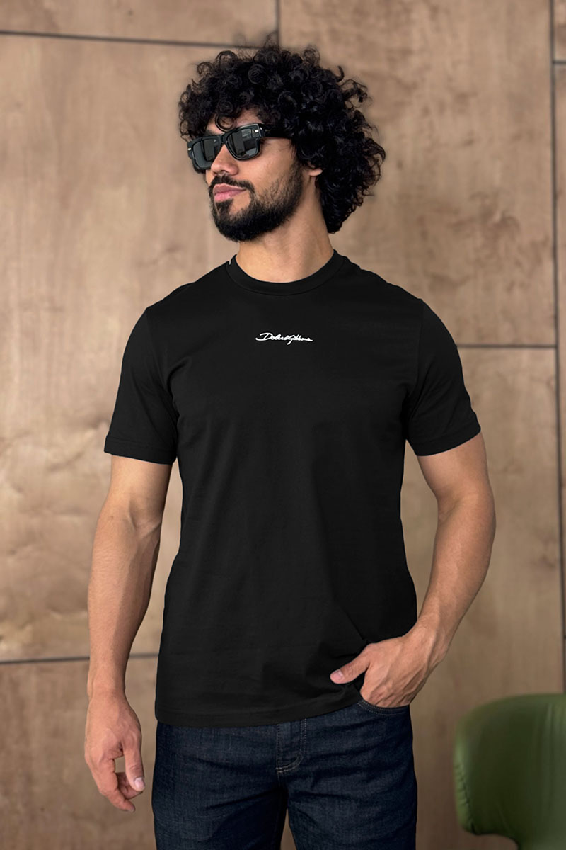 Dоlсе & Gаbbаnа Футболка чёрного цвета logo-embroidered