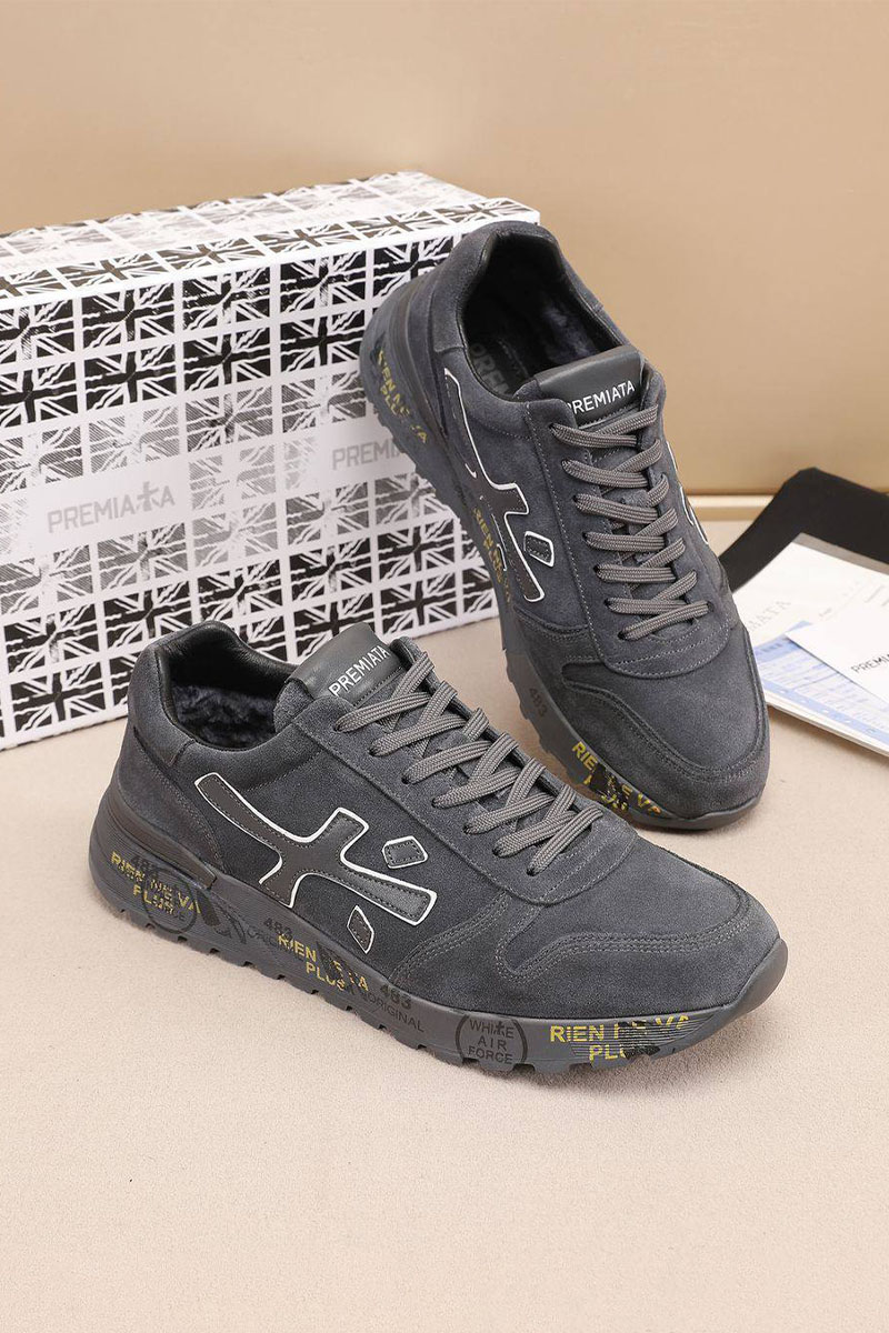 Premiata Замшевые кроссовки с мехом low-top - Grey