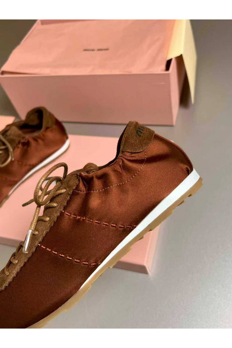 MIU MIU Женские кроссовки Plume Satin premium