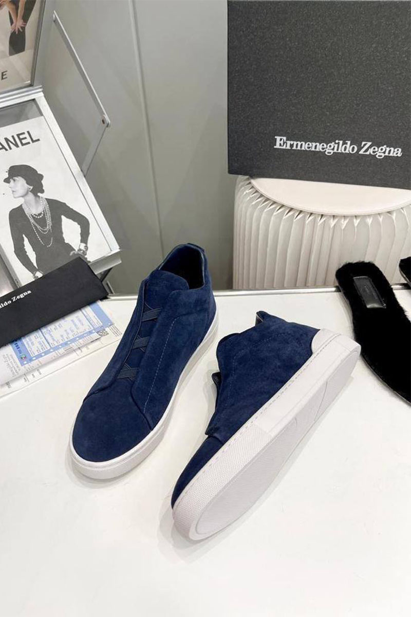 Zegna Кроссовки с мехом Triple Stitch - Navy