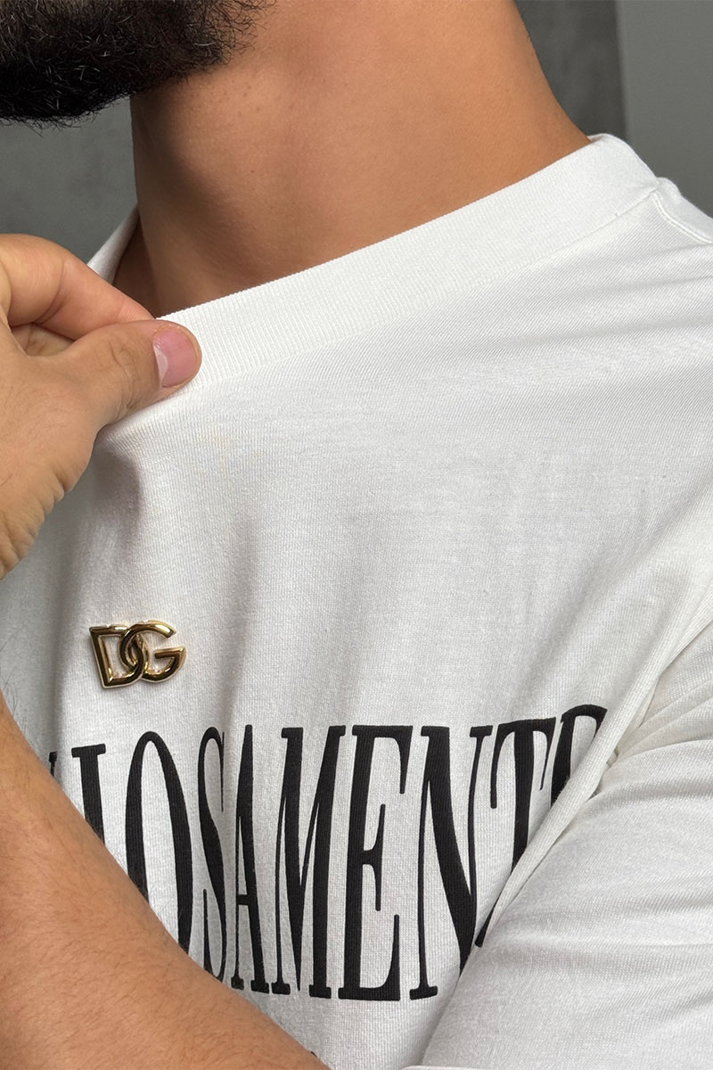Dоlсе & Gаbbаnа Белая оверсайз футболка logo-plaque