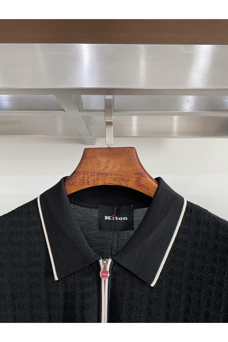 Kiton Вязаное поло чёрного цвета premium