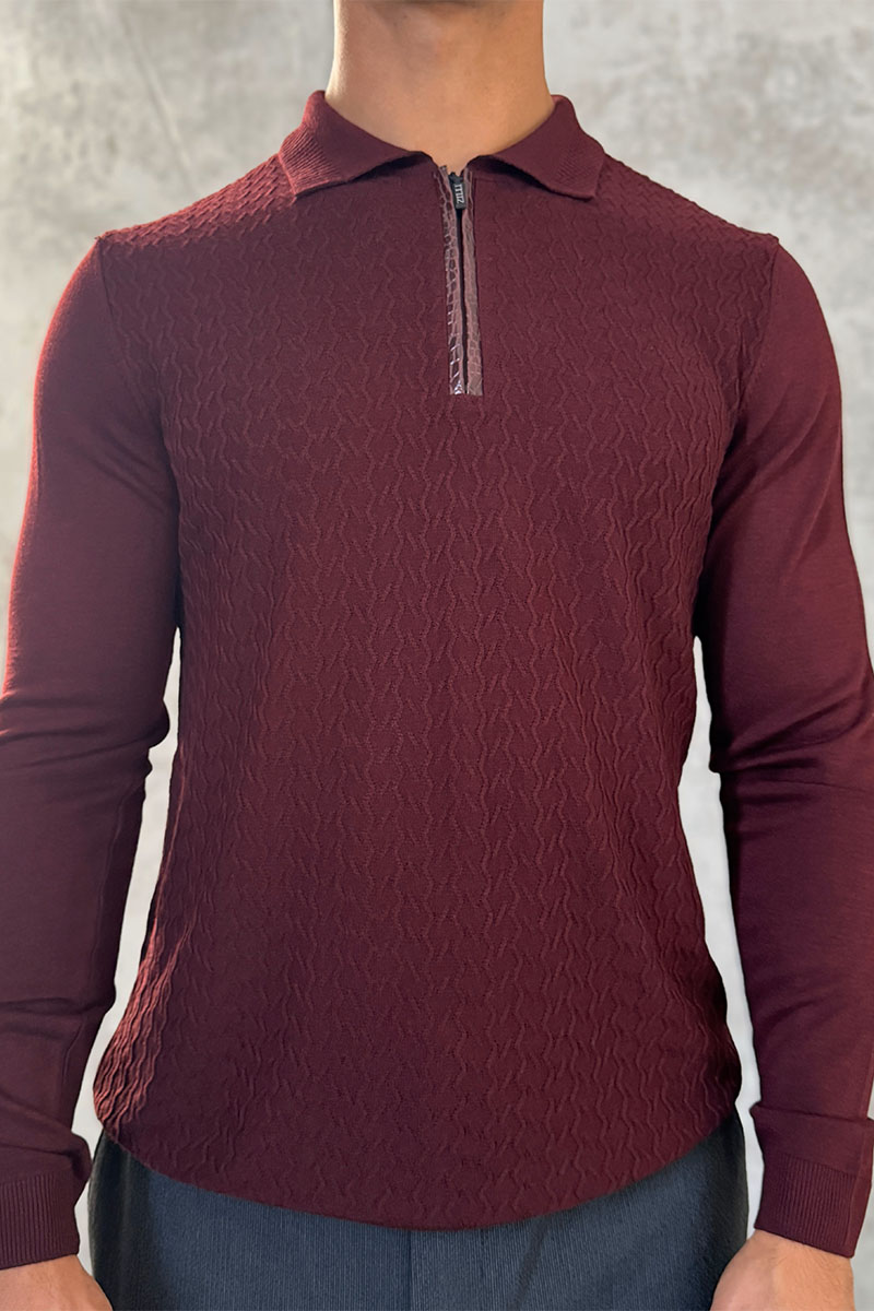 Zilli Поло с длинным рукавом zip-up - Burgundy