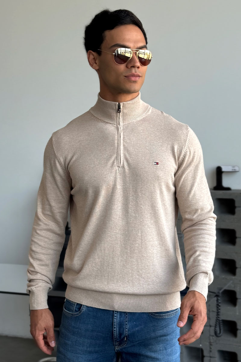 Tommy Hilfiger Кофта бежевого цвета quarter-zip