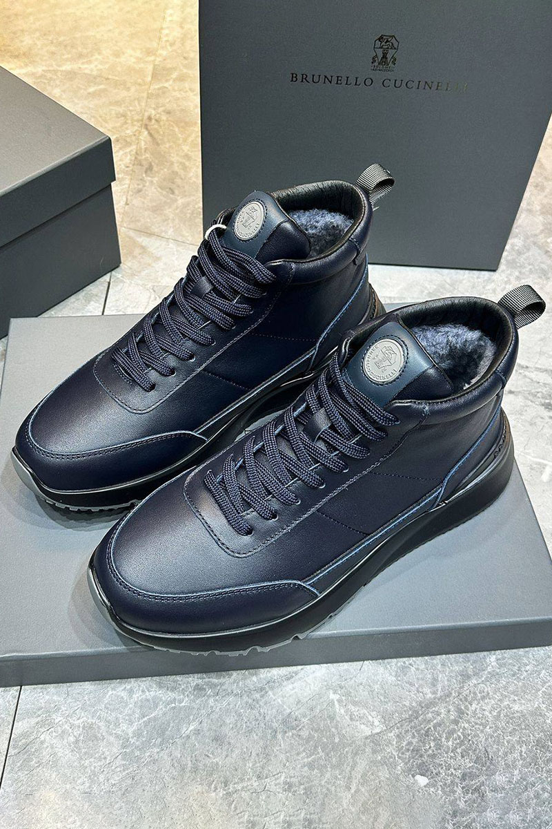 Brunеllо Сuсinеlli Кожаные кроссовки с мехом high-top - Navy
