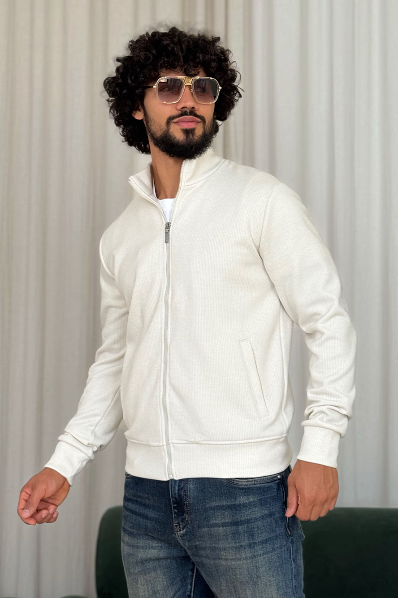 Loro Piana Мужская белая кофта на молнии 
