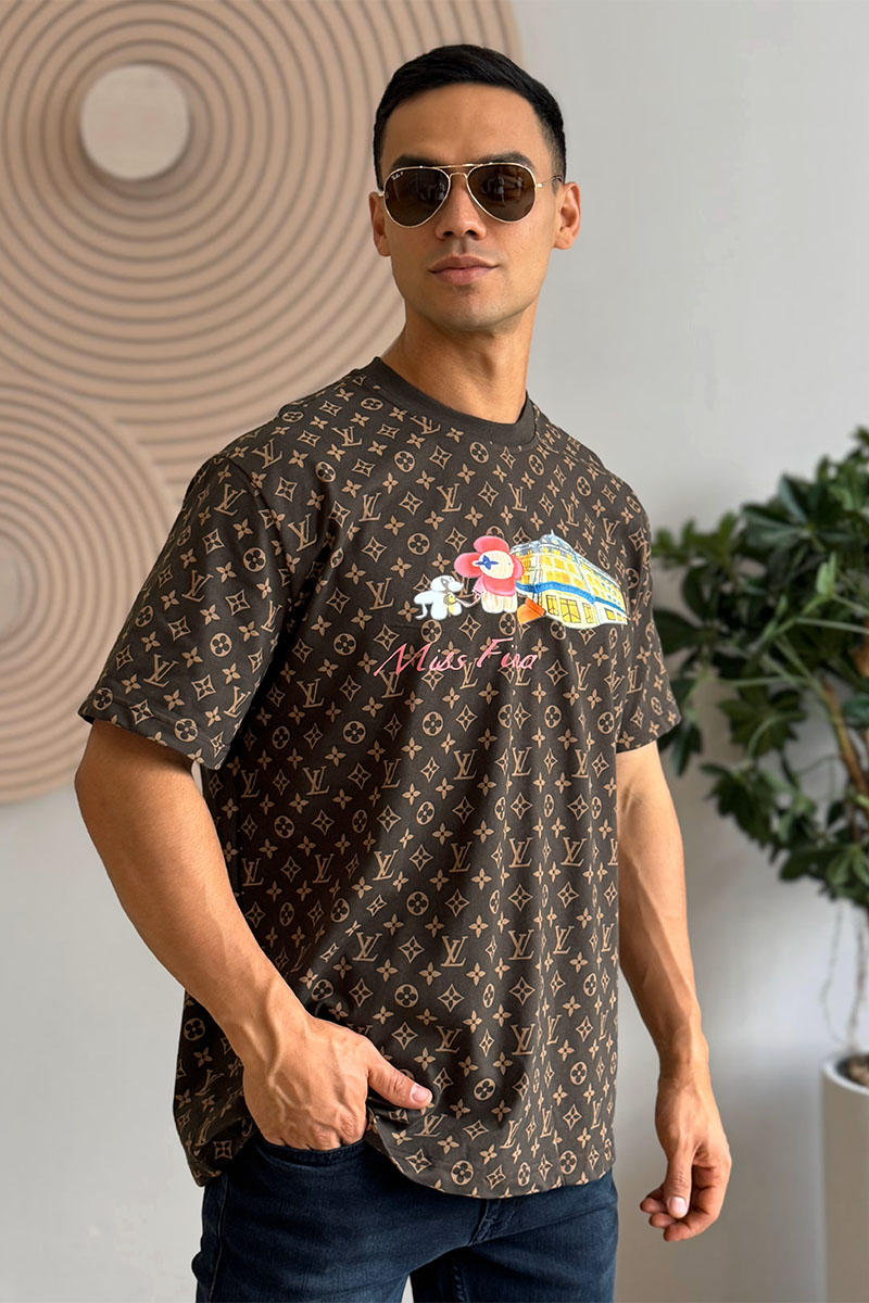 Lоuis Vuittоn Коричневая оверсайз футболка Monogram All-over