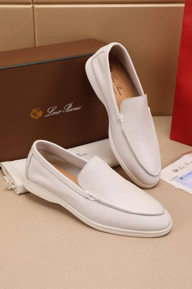 Loro Piana Мужские кожаные лоферы Summer Walk - White