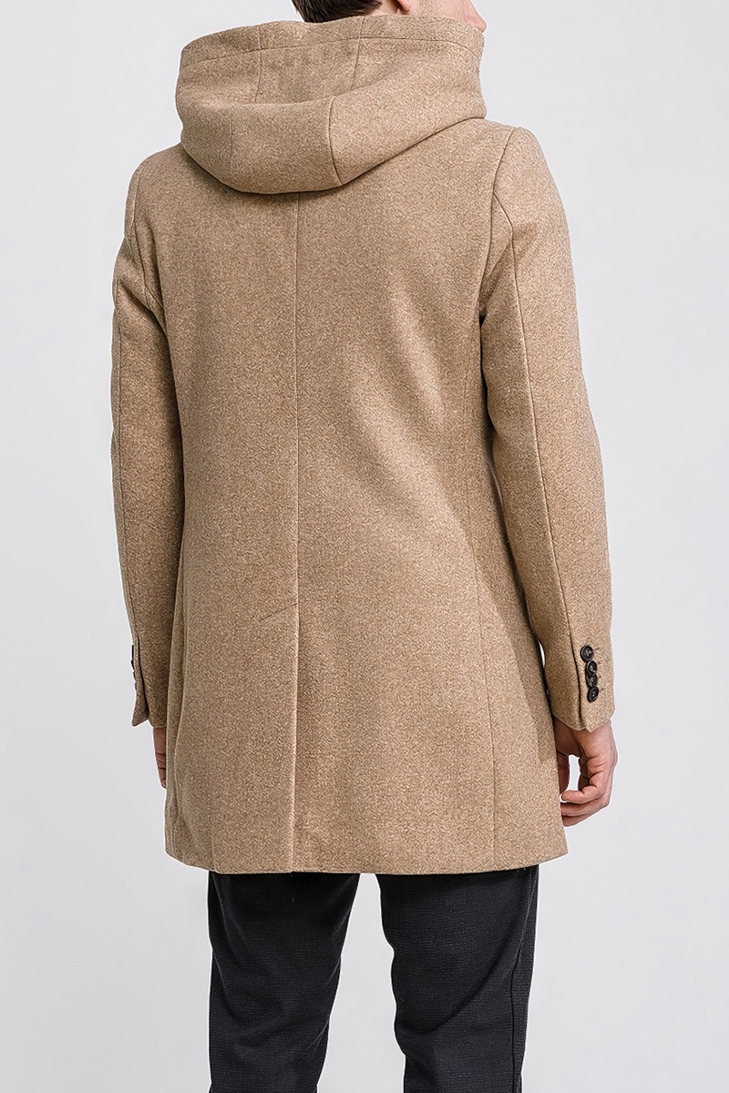 Burberry Бежевое мужское пальто London England logo-embroidered