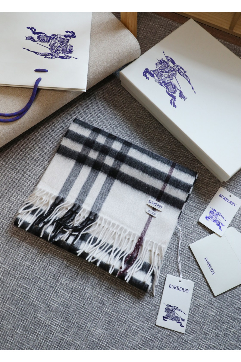 Burberry Шарф two-tone Check premium 168x30 см - White