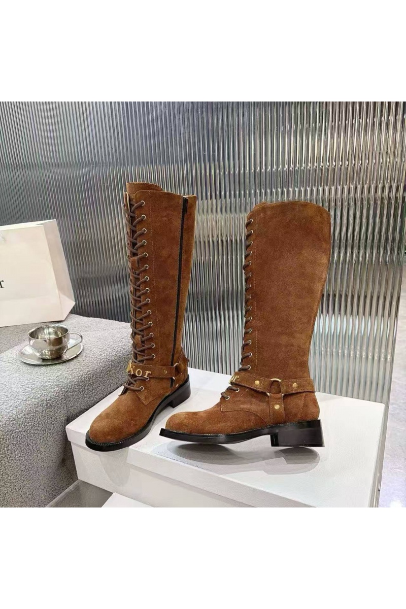 Dior Женские замшевые сапоги на шнуровке 