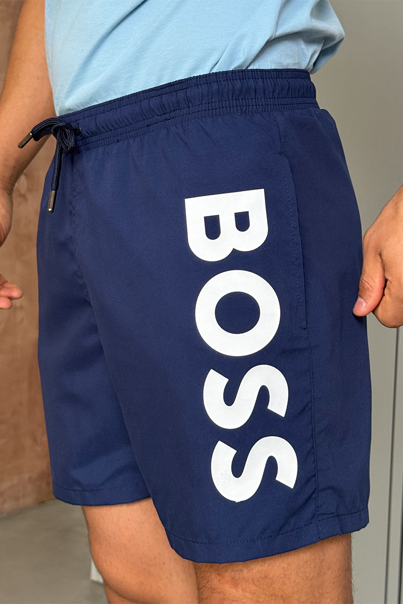 Hugо Воss Мужские синие шорты logo-print