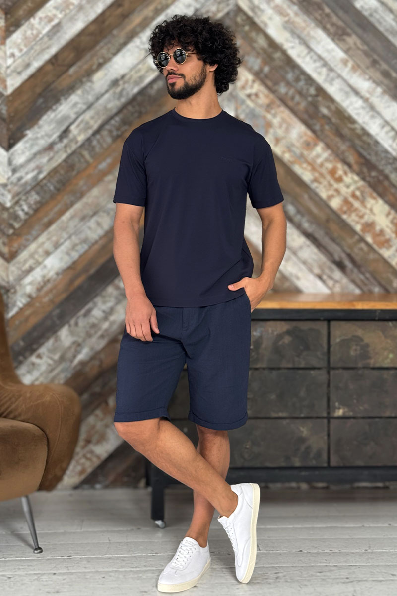 Zegna Мужская тёмно-синяя футболка logo-embroidered