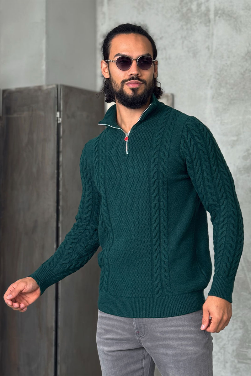 Kiton Мужской свитер зелёного цвета 
