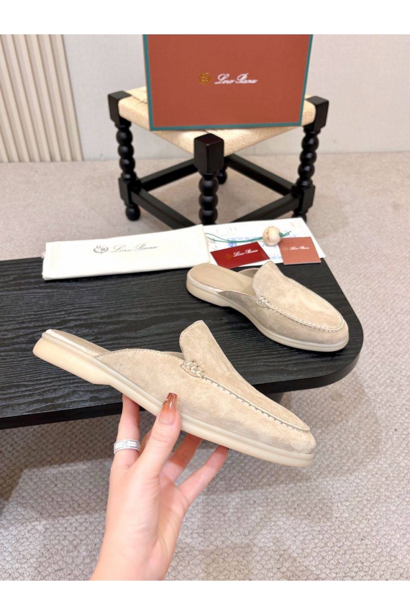Loro Piana Мужские замшевые шлёпанцы Loro Piana