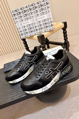 Чёрные кожаные кроссовки Mick