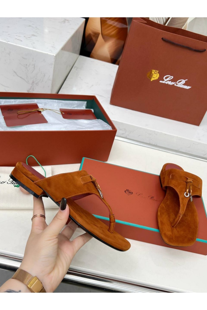 Loro Piana Женские замшевые шлёпанцы Premium - Brown