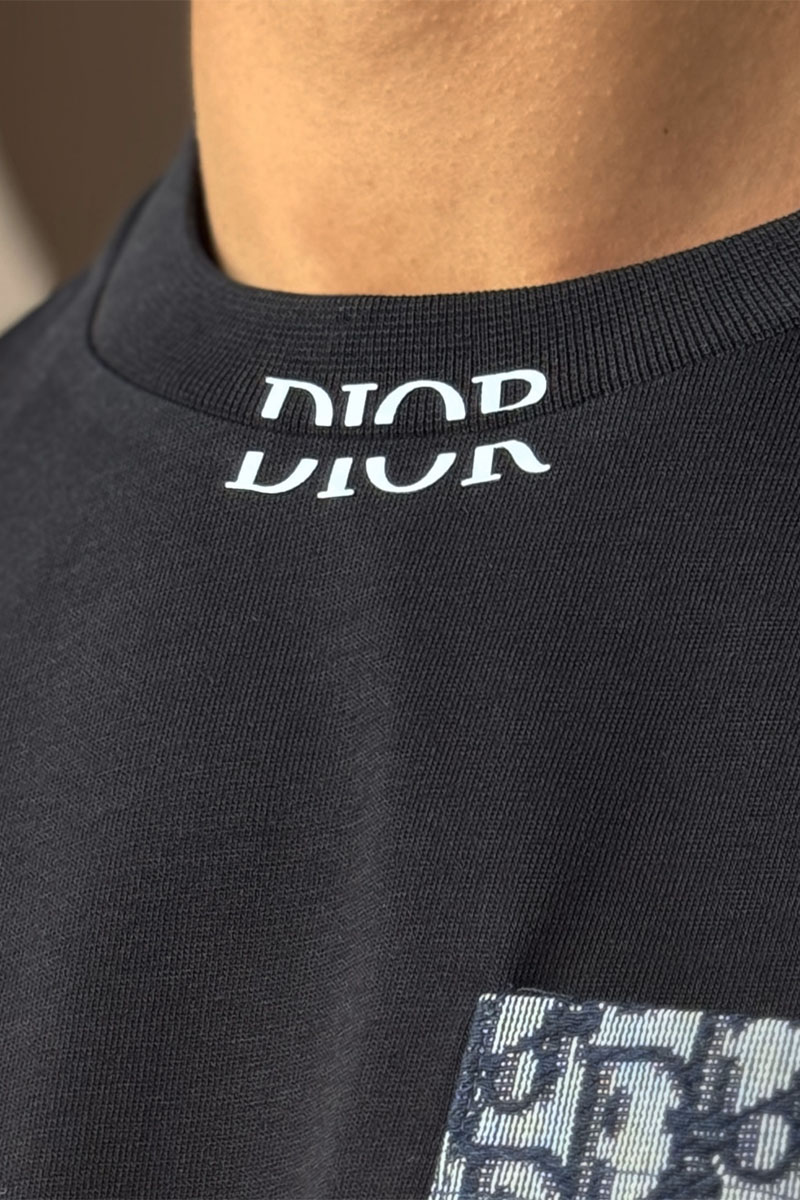 Dior Чёрная оверсайз футболка pocket logo