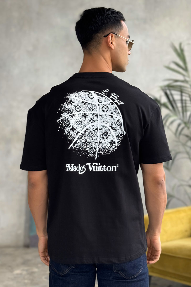 Lоuis Vuittоn Мужская оверсайз футболка чёрного цвета