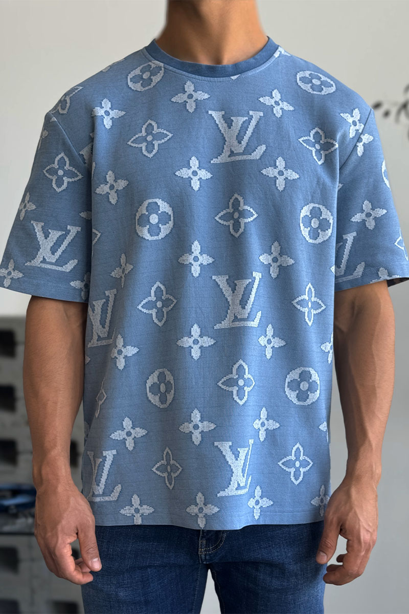 Lоuis Vuittоn Синяя оверсайз футболка Monogram