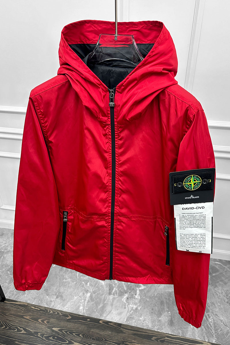 Stone Island Мужская красная ветровка compass-patch