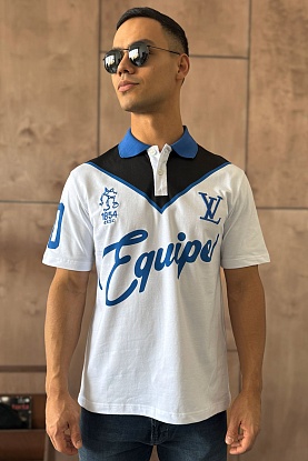 Мужское поло Launch The Equipe - White / Blue