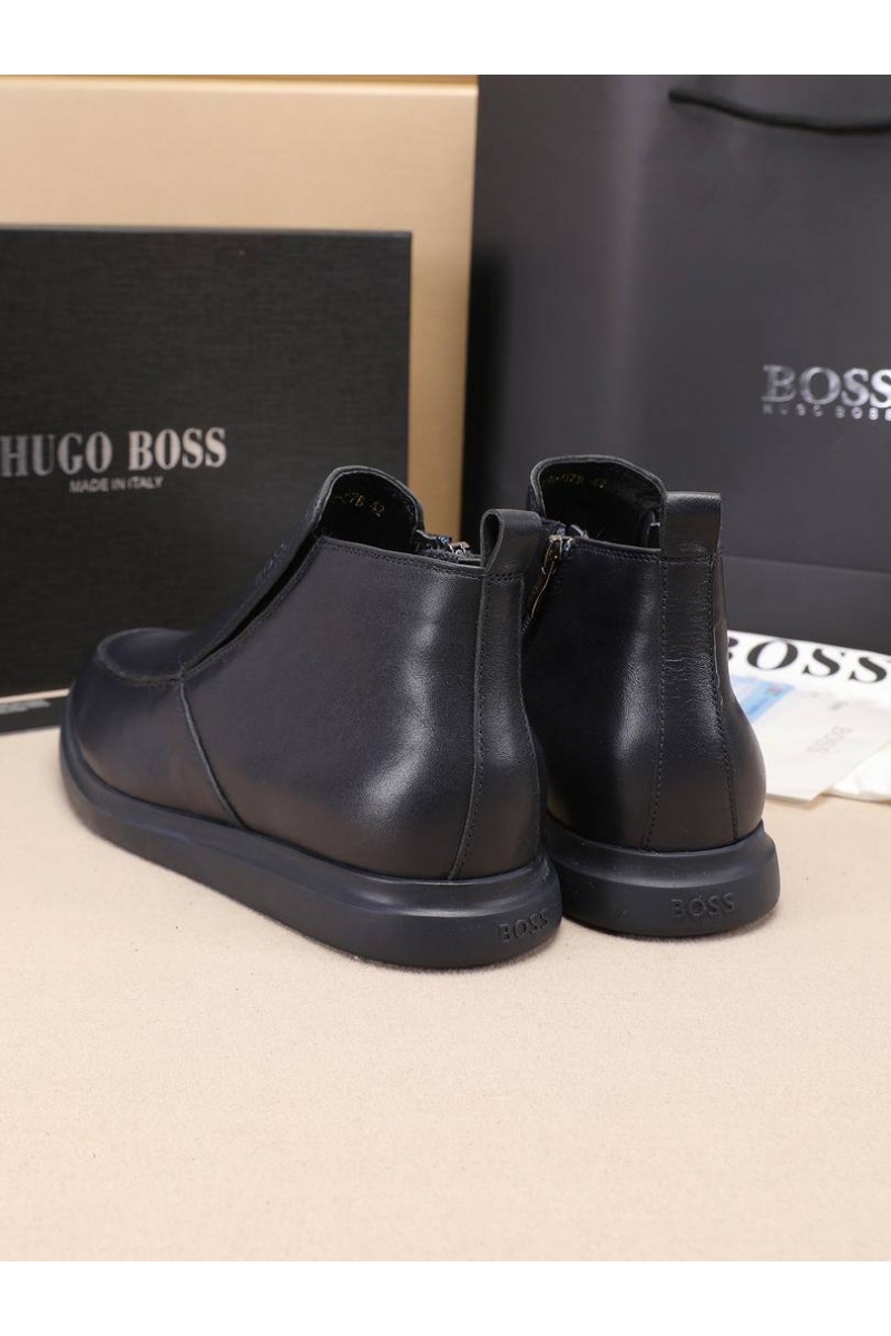 Hugо Воss Кожаные лоферы с мехом high-top - Navy