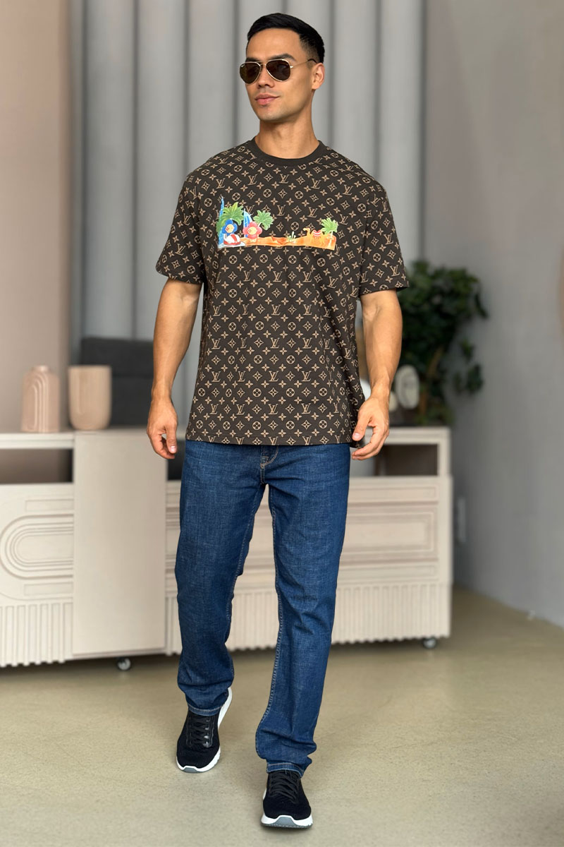 Lоuis Vuittоn Коричневая оверсайз футболка Monogram All-over Dubai