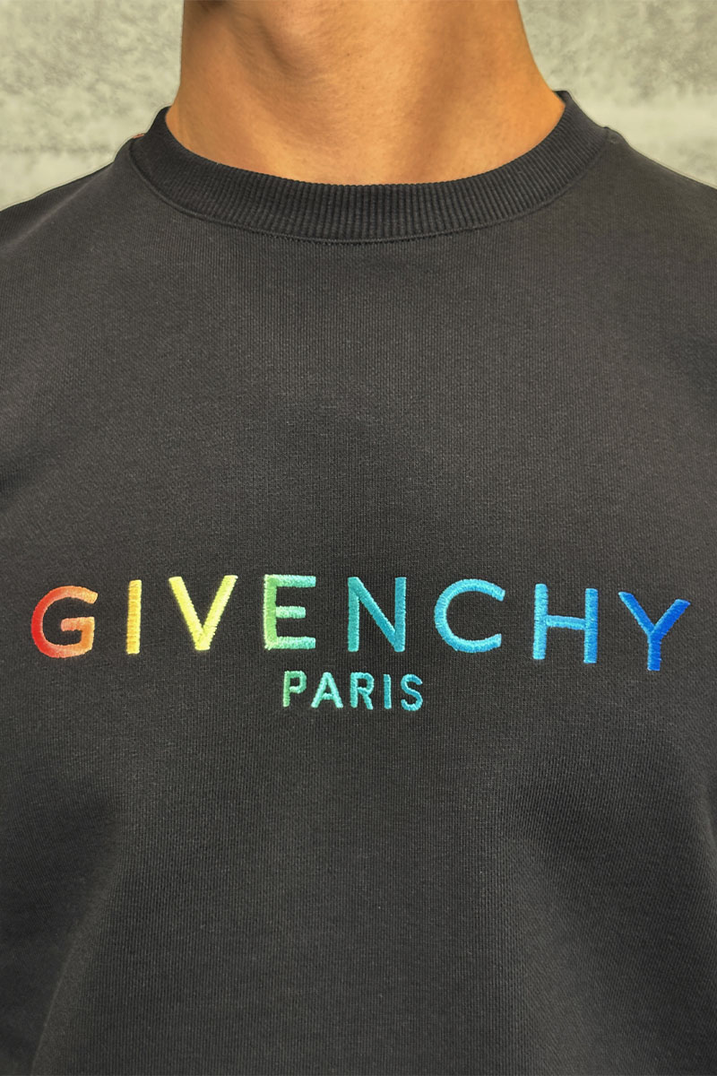 Givenchy Мужской чёрный свитшот multicolor logo