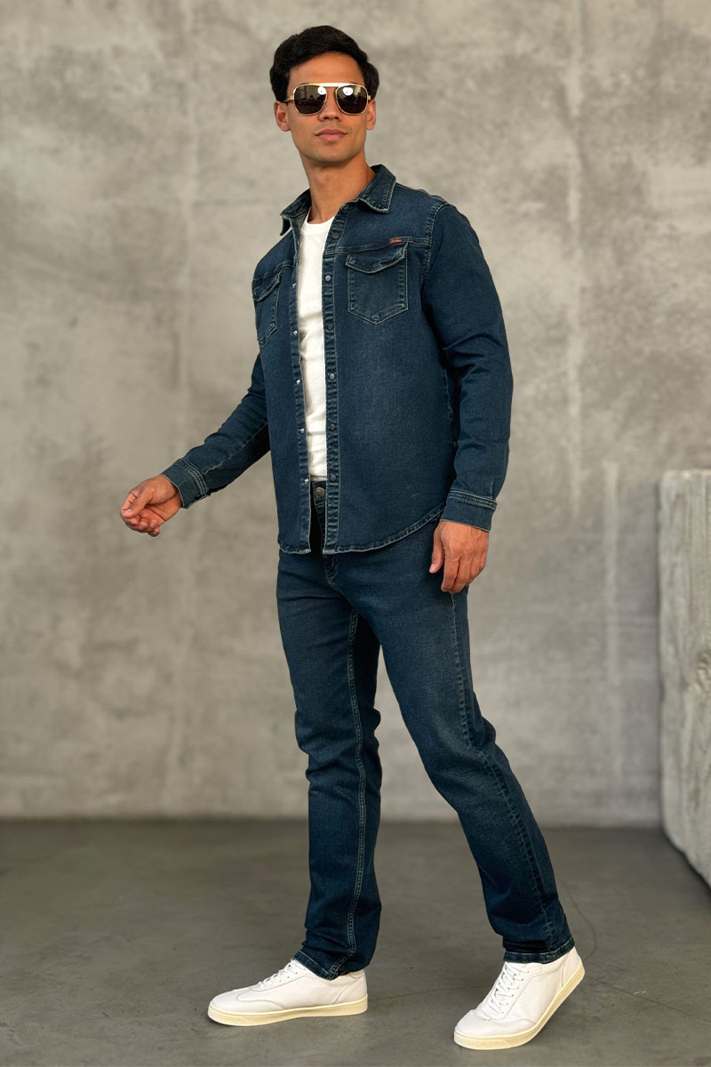 Loro Piana Джинсовая рубашка тёмно-синего цвета