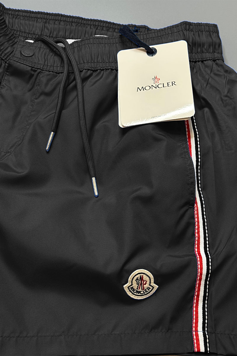 Moncler Мужские чёрные шорты logo-patch