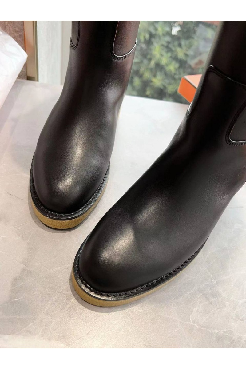 Hermes Женские кожаные сапоги Premium - Black