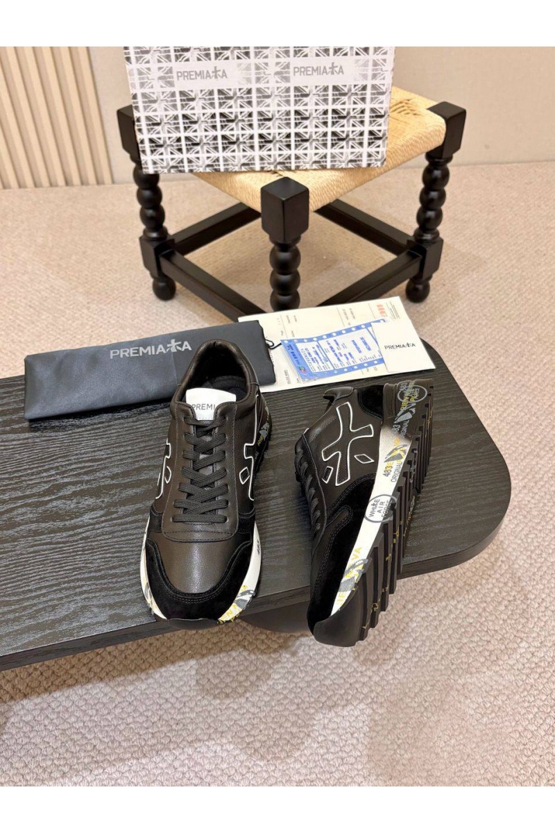 Premiata Чёрные кожаные кроссовки Mick