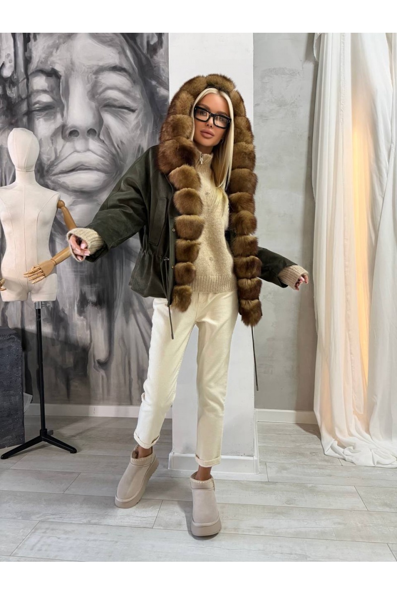 Max Mara Женская утеплённая парка с натуральным мехом premium