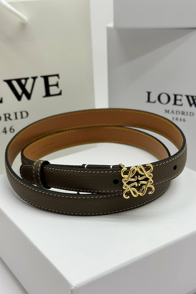 Loewe Женский кожаный ремень Anagram - ширина 2 см, длина 75 / 80 / 85 / 90 см (2 расцветки)