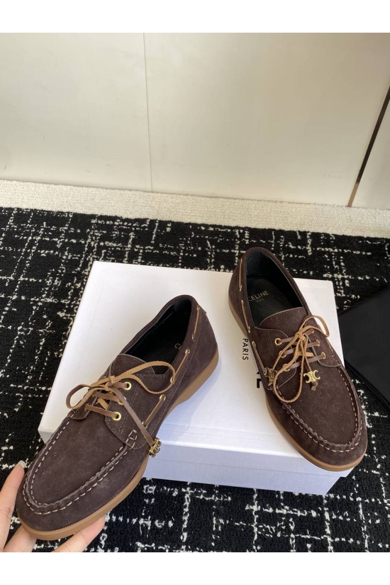 Celine Женские замшевые лоферы premium - Brown