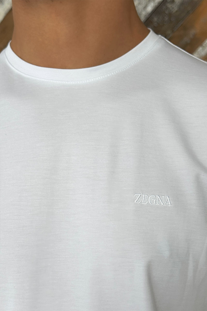 Zegna Мужская белая футболка logo-embroidered