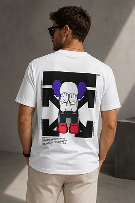 Белая оверсайз футболка Kaws